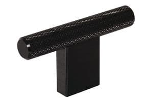 Bouton GRAF forme T aluminium anodisé Noir mat brossé