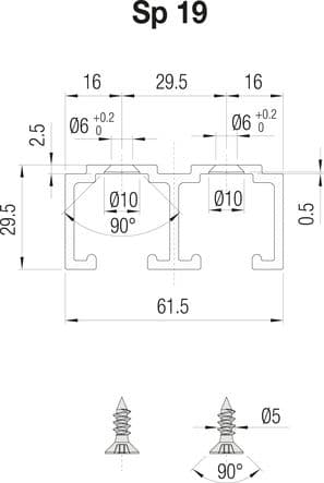 Réf. 257278 - Pour 2 portes épaisseur 19 mm